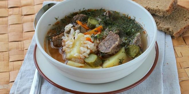 Рецепт рассольника с нешлифованным рисом