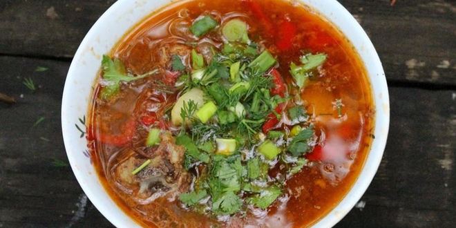 Рецепт шурпы из баранины в казане на костре