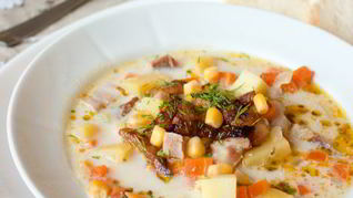 Рецепт Сливочного супа с копченой курицей