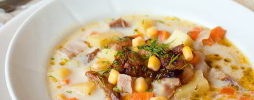 Шаг 9: сливочного супа с копченой курицей