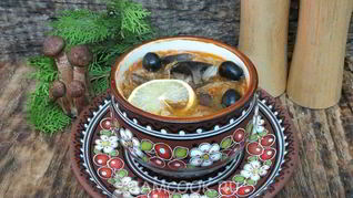 Рецепт Постной солянки с грибами и капустой