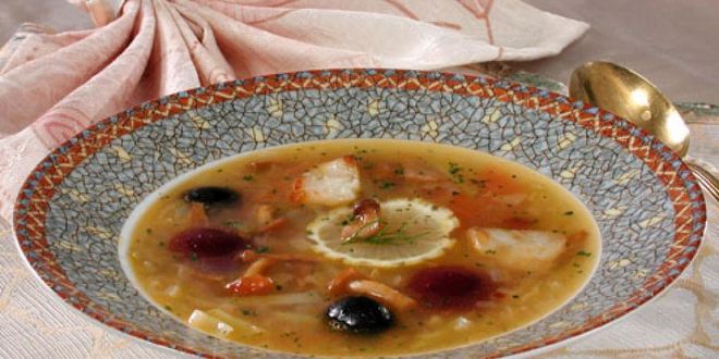 Рецепт солянки рыбной с грибами