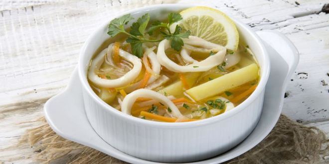 Рецепт супа картофельного с кальмарами