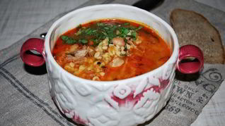 Рецепт Густого супа харчо с айвой