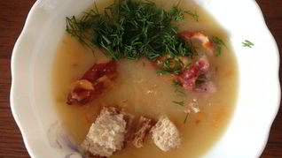 Рецепт Супа-пюре горохового с копчеными крылышками