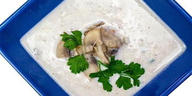 Рецепт супа пюре из шампиньонов со сливками и мускатным орехом