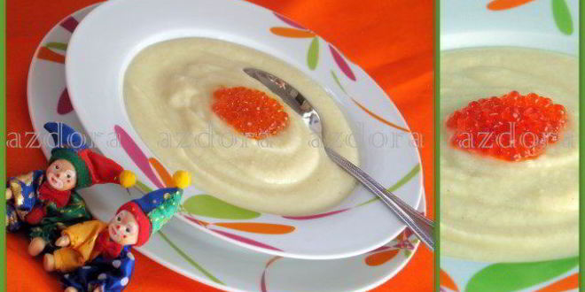 Рецепт супа-пюре из цветной капусты с красной икрой