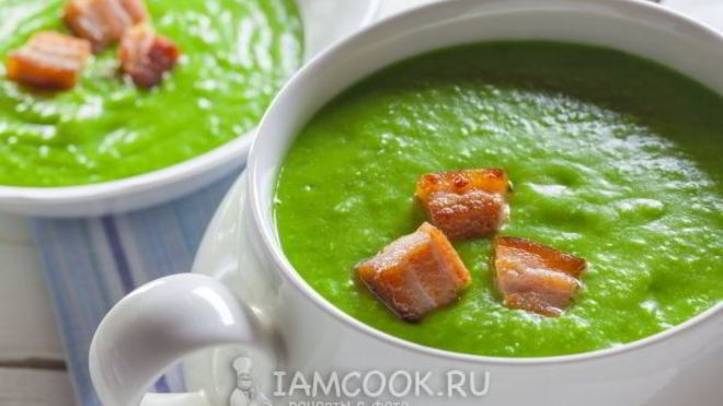 Рецепт Супа-пюре из зеленого горошка с беконом