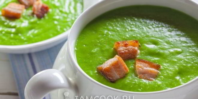 Рецепт супа-пюре из зеленого горошка с беконом