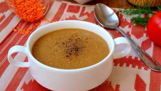 Рецепт Супа-пюре с баклажанами и чечевицей