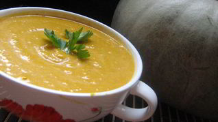 Рецепт Супа-пюре тыквенного с гренками и сыром
