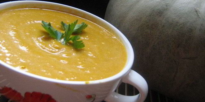 Рецепт супа-пюре тыквенного с гренками и сыром