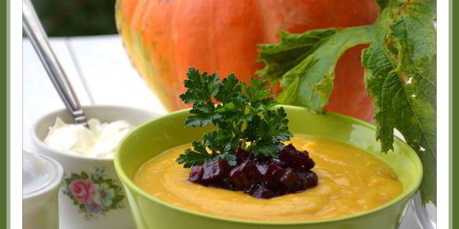 Рецепт тыквенного супа-пюре с карамелизованной свеклой и золотистым луком