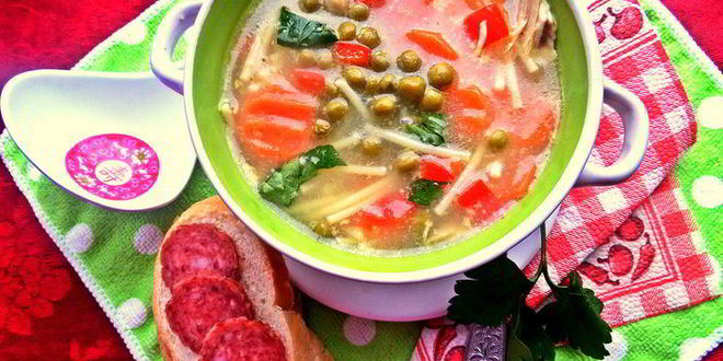 Рецепт супа с овощами и спагетти