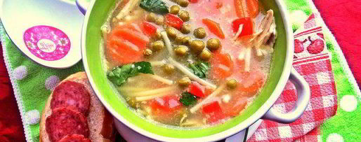 Шаг 5: супа с овощами и спагетти