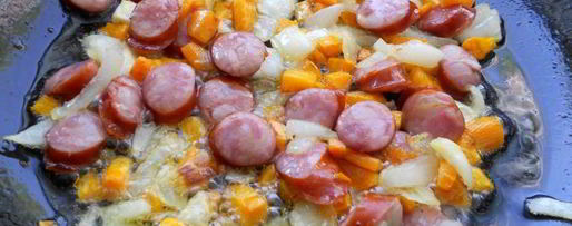 Шаг 4: супа с рисом, овощами и охотничьими колбасками