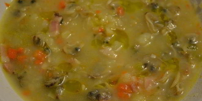 Рецепт супчика с моллюсками и беконом