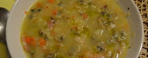 Шаг 4: супчика с моллюсками и беконом