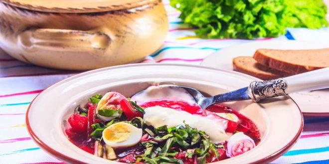 Рецепт холодного свекольника с ботвой