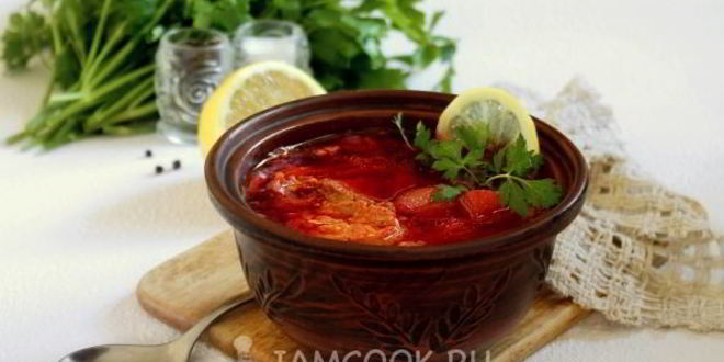 Рецепт классического горячего свекольника с курицей