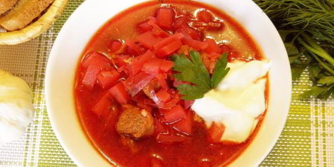 Рецепт классического горячего свекольника с мясом