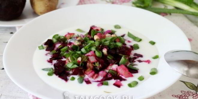 Рецепт классического холодного свекольника на кефире