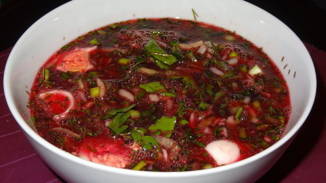 Рецепт Свекольника с рукколой на квасе