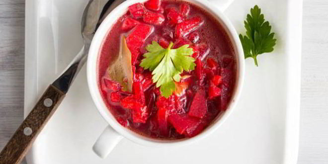 Рецепт теплого свекольника с мясом и болгарским перцем