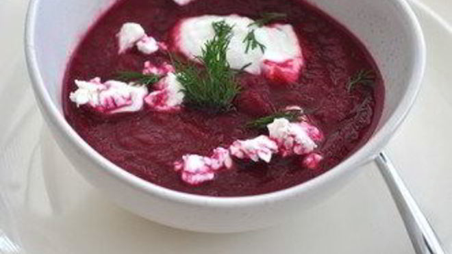 Рецепт Свекольного крема-супа со сметаной и шнитт-луком