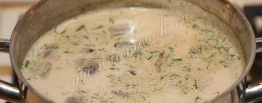 Шаг 9: сливочно-сырного суп с грибами