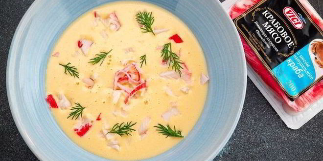 Рецепт сырного крема-супа с крабовым мясом