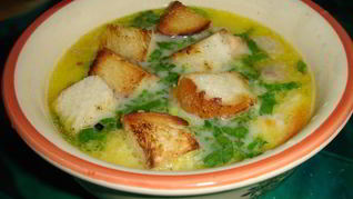 Рецепт Сырного супа по-французски с крутонами