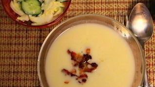 Рецепт Сырного супа с беконом