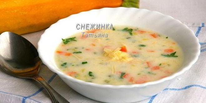 Рецепт сырного супа с клецками из кабачка и сыра джюгас