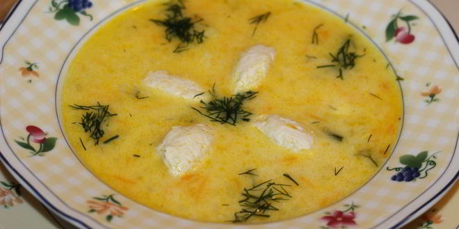 Рецепт сырного супа с кнелями