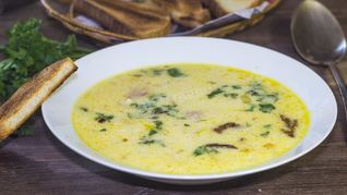 Рецепт Сырного супа с копченой курицей