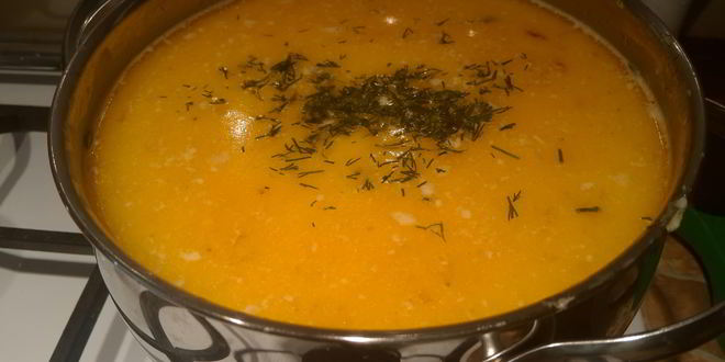 Рецепт сырного супа с креветками и зеленью