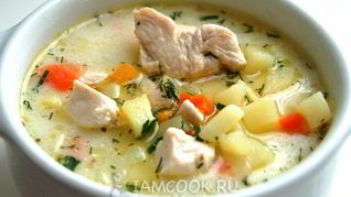 Рецепт Сырного супа с куриной грудкой