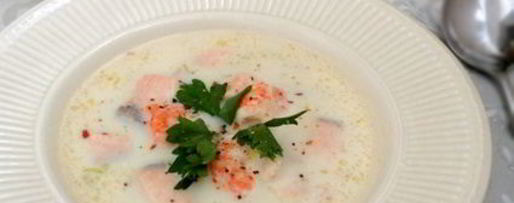Шаг 12: сырного супа с семгой и креветками