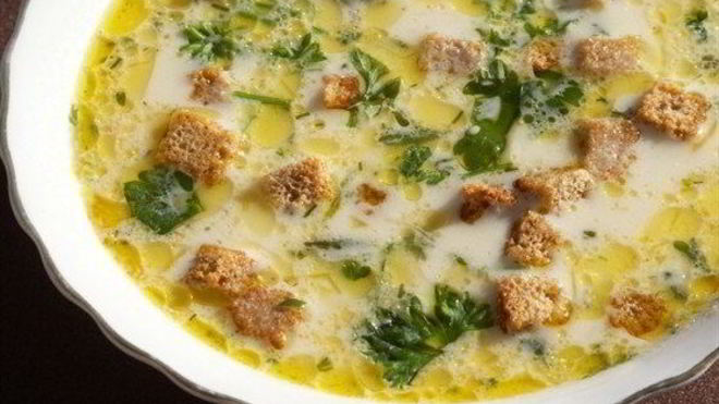 Рецепт Сырного супа с шампиньонами и сухариками
