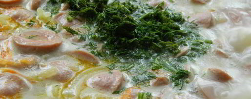 Шаг 8: сырного супа с сосисками