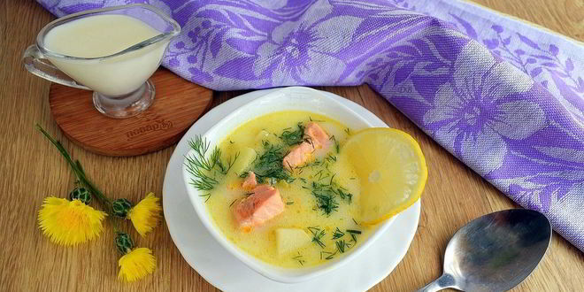 Рецепт ухи по-фински со сливками с лососем
