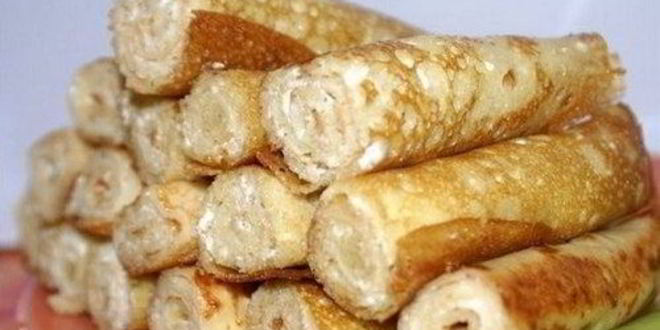 Рецепт блинчиков на кефире с творожным сыром