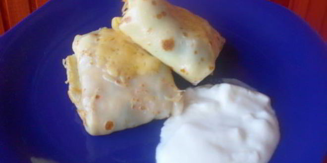 Рецепт блинчиков с курицей и шпинатом