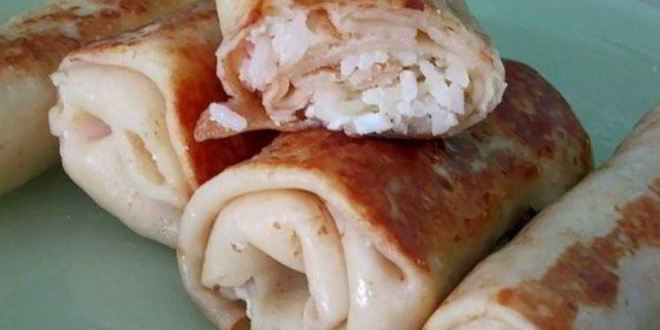 Рецепт блинчиков с рисом и яйцом