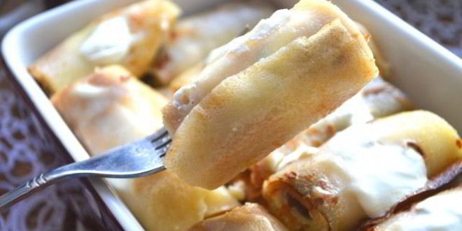 Рецепт блинчиков с творогом в духовке