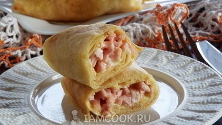 Рецепт Блинчиков с ветчиной и сыром