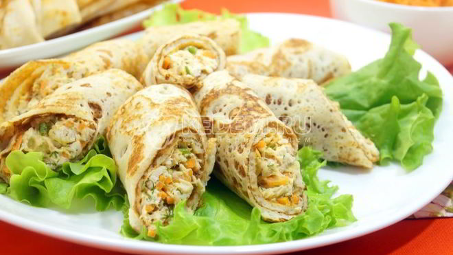 Рецепт Блинов с курицей и морковью по-корейски