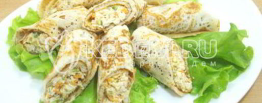 Шаг 9: блинов с курицей и морковью по-корейски