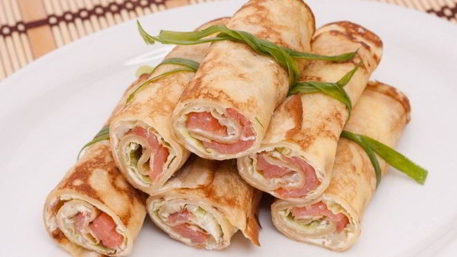 Рецепт Блинов с семгой и творожным сыром